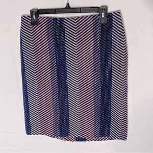NOA NOA Blue Pink Striped Woven Chevron Mini Skirt 36